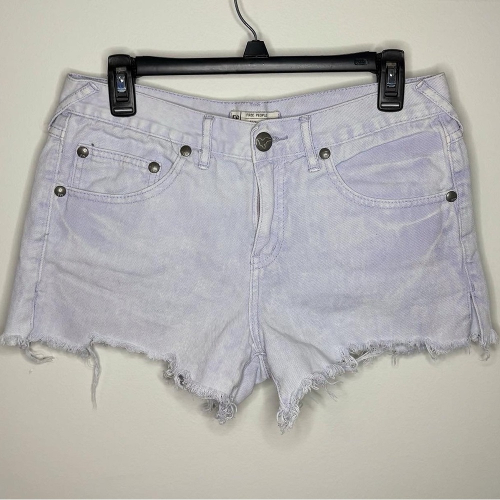 Free People Purple Jean Shorts Distressed Cut-Off Style